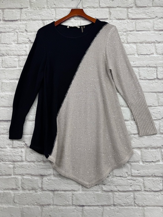 Soft Surroundings Sweaters - SOFT SURROUNDINGS Sequin Colorblock Tunic Sweater XL Black Silver Sparkle